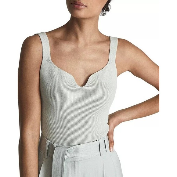 Reiss Tops - REISS Daisy Sweetheart Rib Knit Tank Medium Mint